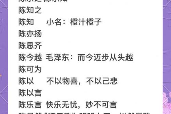 陈姓取名的独特含义与文化传承