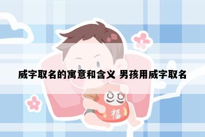 威字取名的寓意和含义 男孩用威字取名
