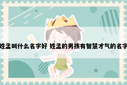 姓孟叫什么名字好 姓孟的男孩有智慧才气的名字