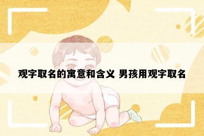 观字取名的寓意和含义 男孩用观字取名