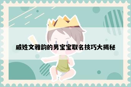 戚姓文雅韵的男宝宝取名技巧大揭秘